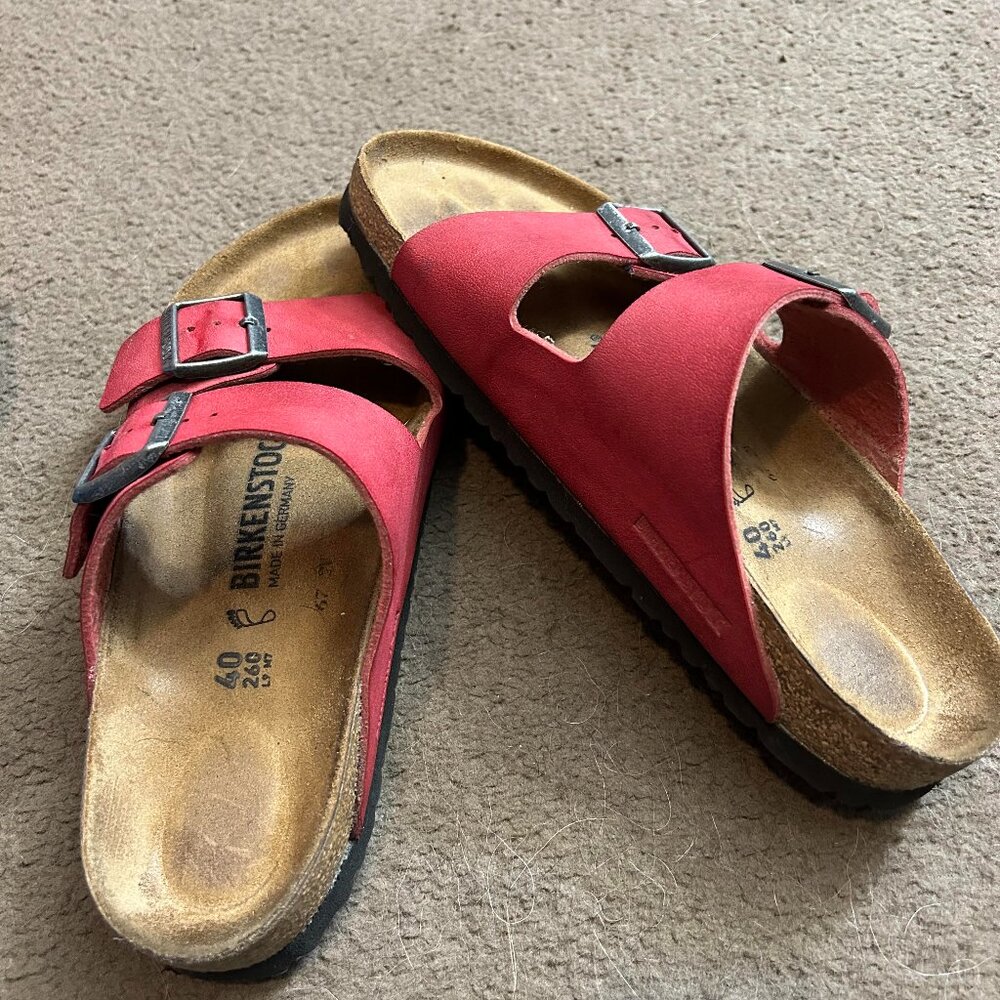 Red Arizona Birkenstocks (retired color) 40